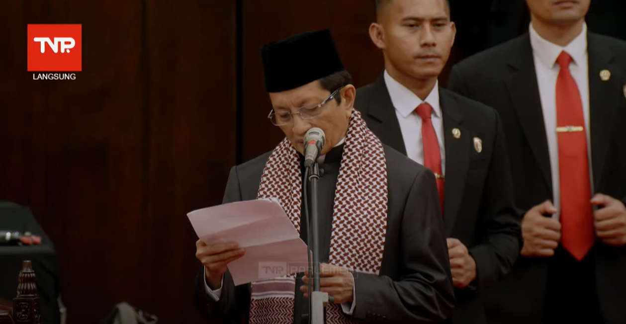 Imam Besar Masjid Istiqlal, KH Nasaruddin Umar, Pimpin Doa pada Sidang Tahunan MPR/DPR/DPD RI 2024